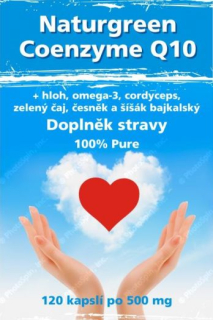 Naturgreen Coenzyme Q10 + hloh, omega-3, cordyceps, zelený čaj, 120 kaps